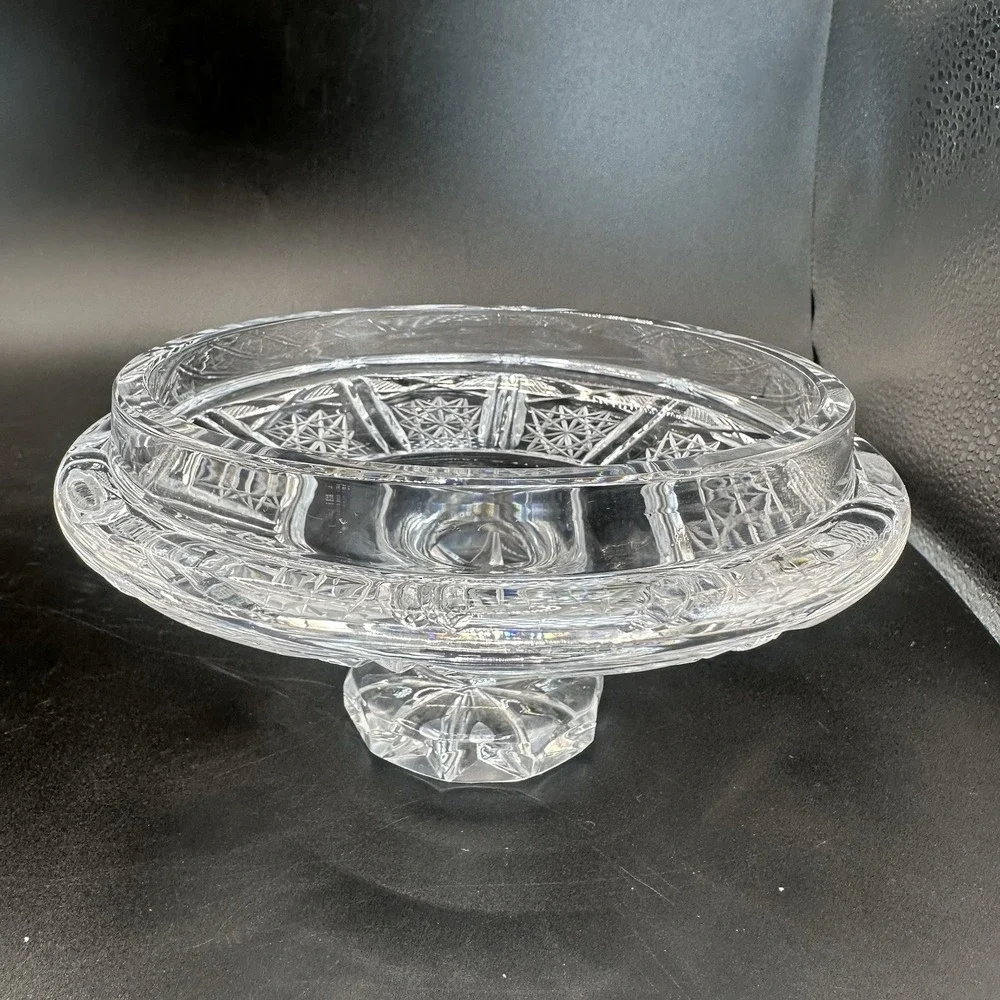 American Brilliant Cut Glass Candy‎ Dish With Lid Regency Sparkling